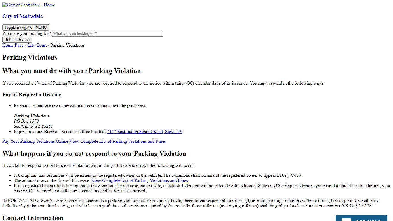 City of Scottsdale - Parking Tickets